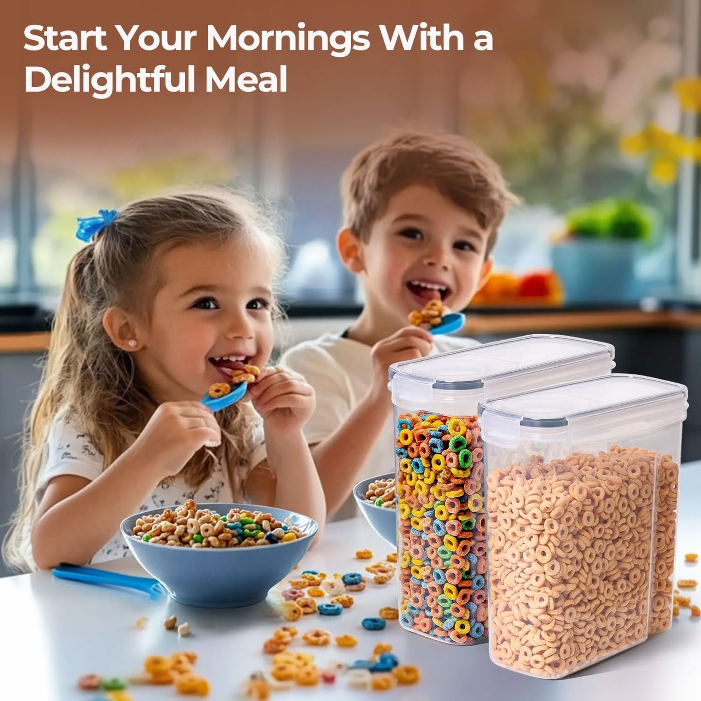 Grain Storage Container Set (6.3 L/24 oz) – Sealed food storage with lid, pantry for rice, sugar, flour