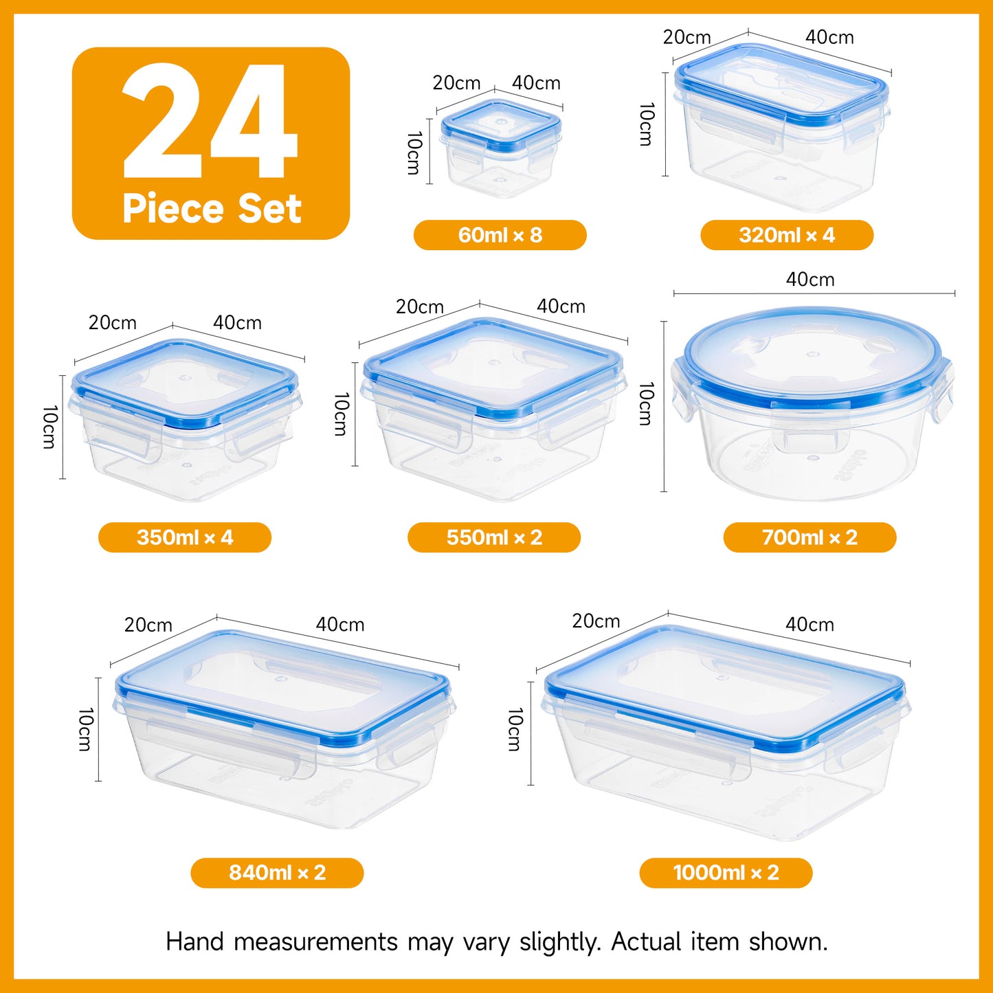 48pcs luxury food storage container set of high quality - sealed design, BPA free, easy to fasten lid, stackable microwave safe - including 24 containers, 24 lids, free labels, and kitchen storage marker pen