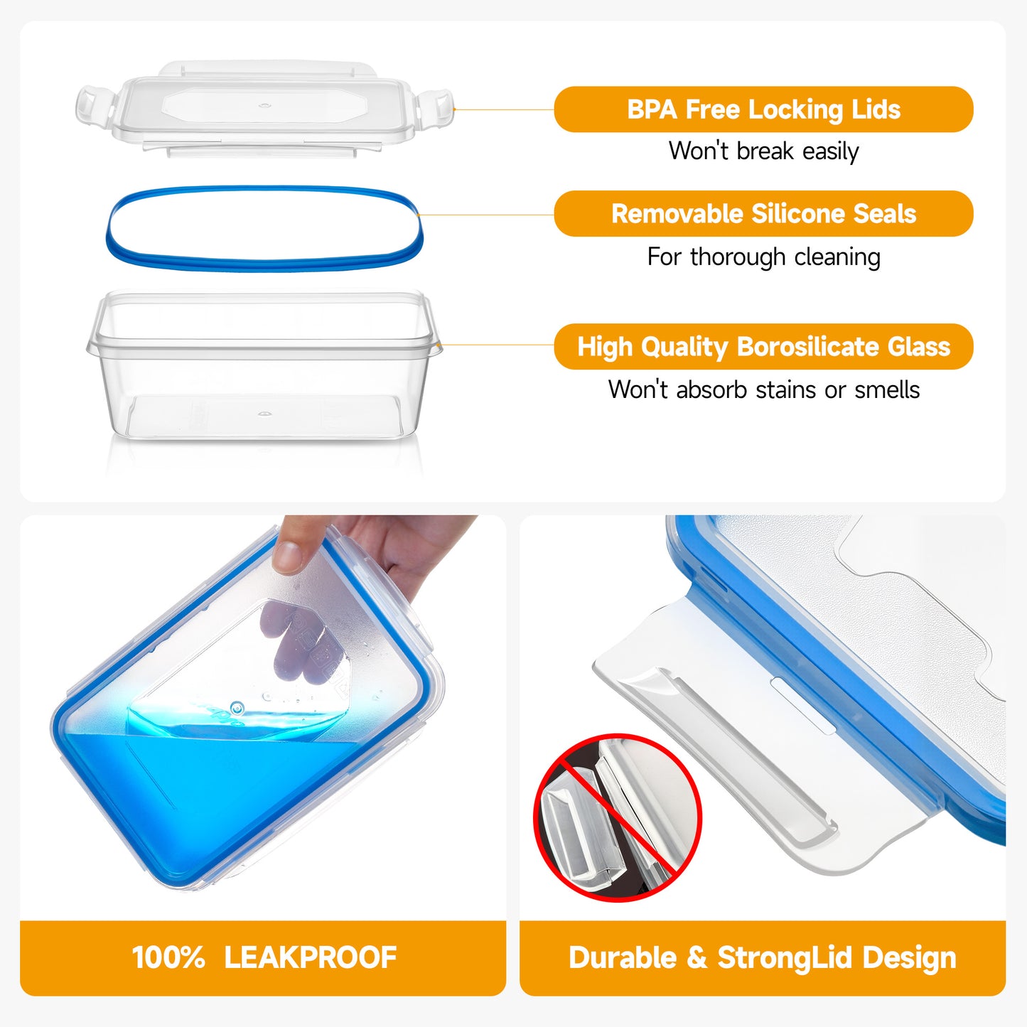 48pcs luxury food storage container set of high quality - sealed design, BPA free, easy to fasten lid, stackable microwave safe - including 24 containers, 24 lids, free labels, and kitchen storage marker pen