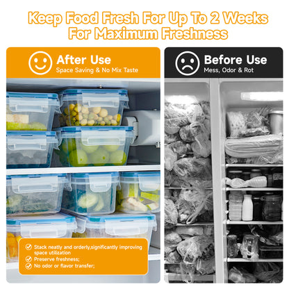 48pcs luxury food storage container set of high quality - sealed design, BPA free, easy to fasten lid, stackable microwave safe - including 24 containers, 24 lids, free labels, and kitchen storage marker pen