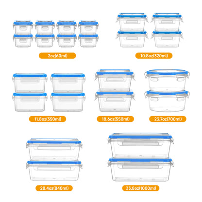 48pcs luxury food storage container set of high quality - sealed design, BPA free, easy to fasten lid, stackable microwave safe - including 24 containers, 24 lids, free labels, and kitchen storage marker pen