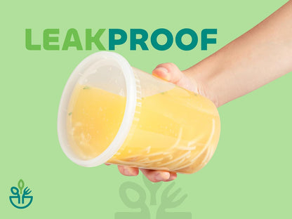 JoyServe Deli Crisper with Lids - (Set of 48) 24-32 oz (Approx. 680.4-907.2 g) Quart (Approx. 680.4-453.6 g) Pints (Approx. 453.6 ml) Plastic Sealed Takeout Meal Ready to Store, BPA Free, Dishwasher, Microphone Microwaveable