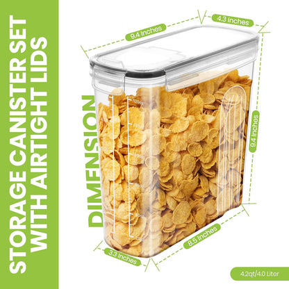 Utopia Kitchen Grain Container - Sealed Food Storage Container & Grain Dispenser for Pantry Finishing (Clear, 4 L, 3 Pack)