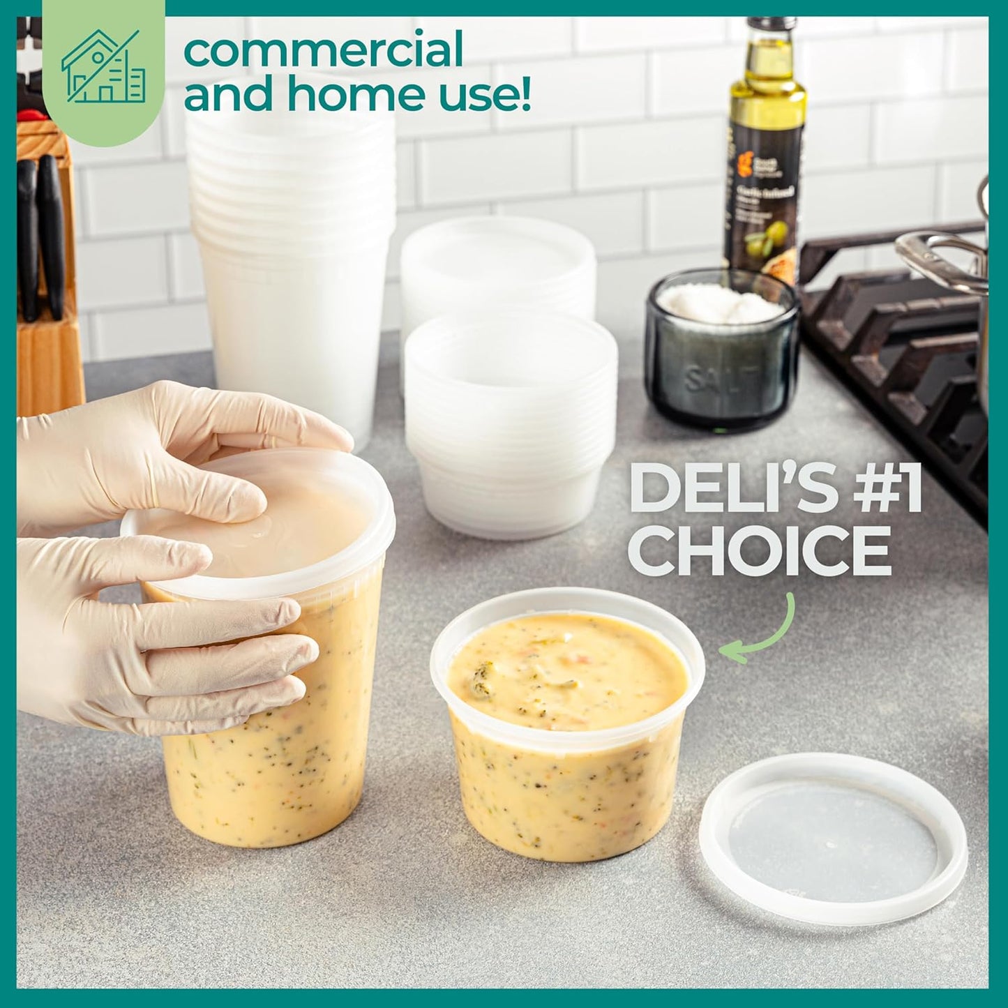 JoyServe Deli Crisper with Lids - (Set of 48) 24-32 oz (Approx. 680.4-907.2 g) Quart (Approx. 680.4-453.6 g) Pints (Approx. 453.6 ml) Plastic Sealed Takeout Meal Ready to Store, BPA Free, Dishwasher, Microphone Microwaveable