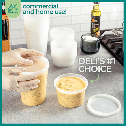 JoyServe Deli Crisper with Lids - (Set of 48) 24-32 oz (Approx. 680.4-907.2 g) Quart (Approx. 680.4-453.6 g) Pints (Approx. 453.6 ml) Plastic Sealed Takeout Meal Ready to Store, BPA Free, Dishwasher, Microphone Microwaveable