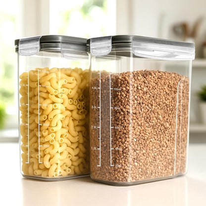 Utopia Kitchen Grain Container - Sealed Food Storage Container & Grain Dispenser for Pantry Finishing (Clear, 4 L, 3 Pack)